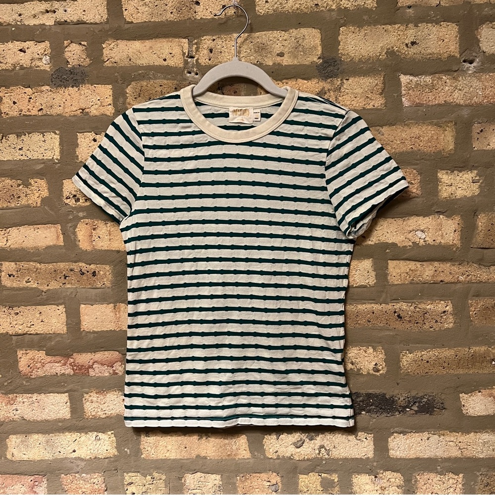Women’s Nation Striped Green and off White T-Shirt